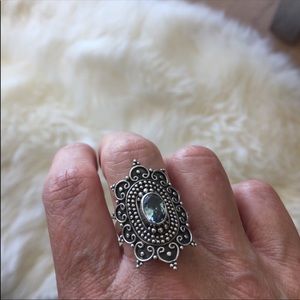 Outstanding Sterling Topaz Balinese Ring